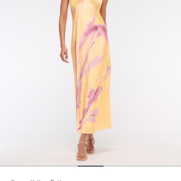 Abercrombie & Fitch Yellow and Pink Maxi Dress - Picture 1 of 2